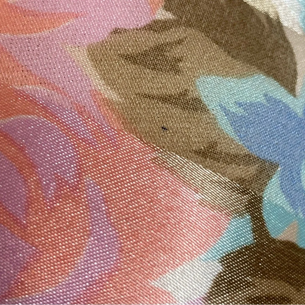 Floral Scarf Vintage Long Roses Pink Blue Sheer Sheen Stripe Elegant Retro‎